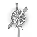 windmill dom quixote tattoo design idea