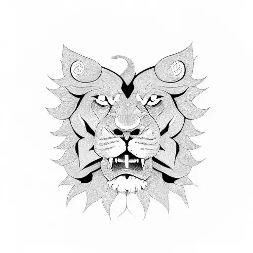 lion paw crushing snake tattoo design idea