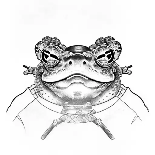 samurai frog with katana tattoo design idea