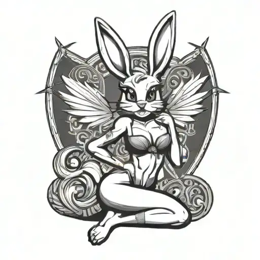 sexy lola bunny wearing lingerie posing tattoo design idea