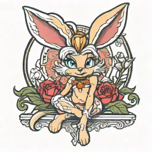 sexy lola bunny wearing lingerie posing tattoo design idea