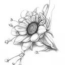 flower bundle with rose violet daisy lily of the valley and holly tattoo design idea