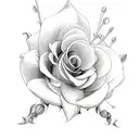 flower bundle with rose violet daisy lily of the valley and holly tattoo design idea