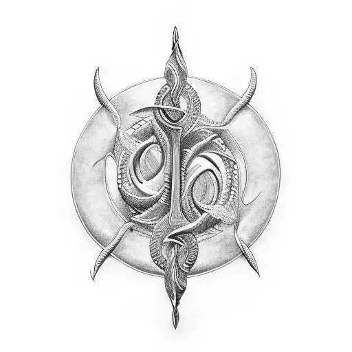 trident with waves  tattoo design idea
