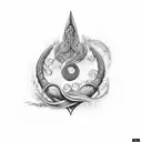 trident with waves  tattoo design idea