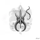 trident with waves  tattoo design idea