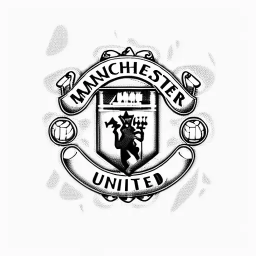 Manchester United logo with flames tattoo design idea