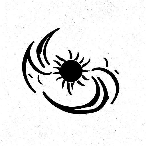 leo astrological sign with a sun and wave tattoo design idea