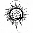 leo astrological sign with a sun and wave tattoo design idea