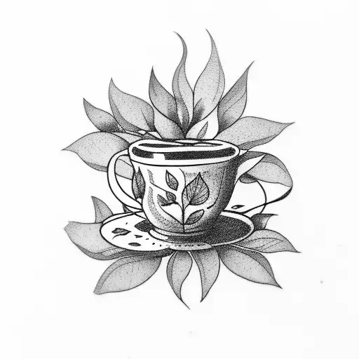 tea plant botanic tattoo design idea