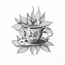 tea plant botanic tattoo design idea