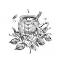 tea plant botanic tattoo design idea