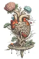 brains heart balance tattoo design idea