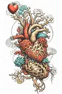 brains heart balance tattoo design idea