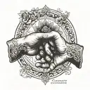 A tattoo design of two hands reaching out to each other, with the quote 'Advocate compassion' written in elegant script tattoo design idea