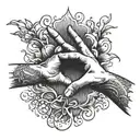 A tattoo design of two hands reaching out to each other, with the quote 'Advocate compassion' written in elegant script tattoo design idea