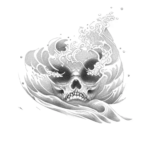 wave with carpe diem tattoo design idea