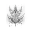 Wing M alphabet tattoo design idea