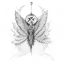 Wing M alphabet tattoo design idea