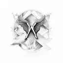 Wing M alphabet tattoo design idea