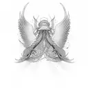 Wing M alphabet tattoo design idea