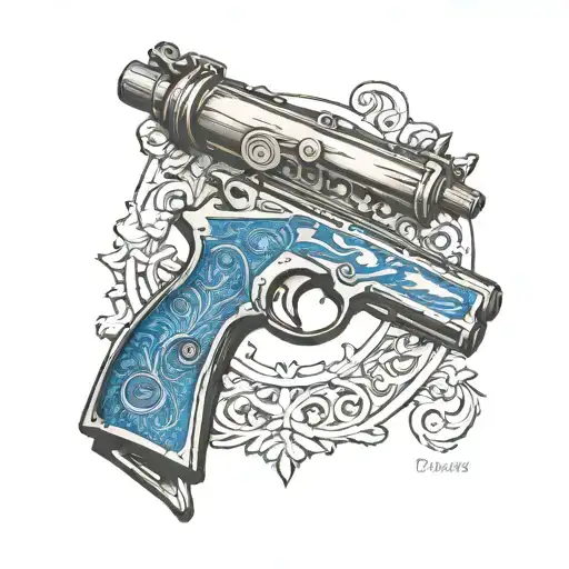 Marty loves gage baretta shotgun with blue tattoo design idea