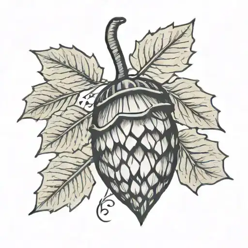 acorn with leaves  tattoo design idea