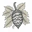 acorn with leaves  tattoo design idea