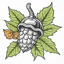acorn with leaves  tattoo design idea