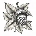 acorn with leaves  tattoo design idea