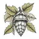 acorn with leaves  tattoo design idea