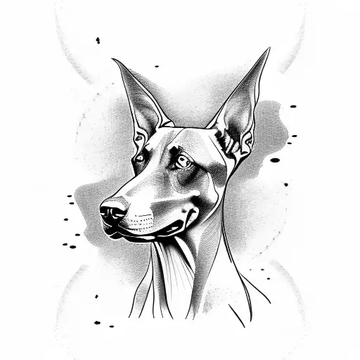 Doberman dog head and neck tattoo design idea