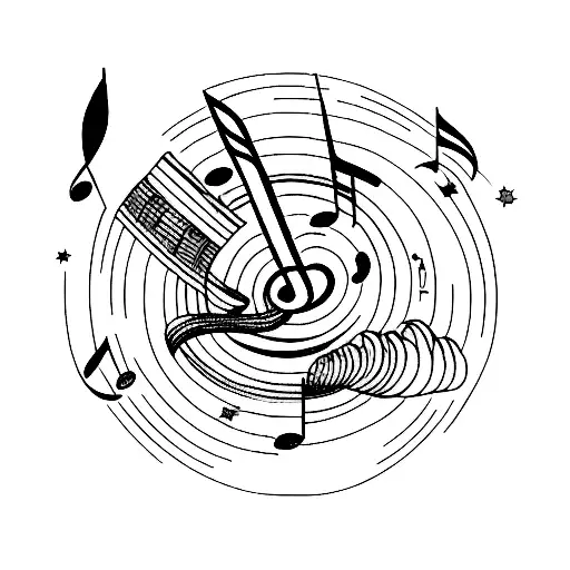 milky way music tattoo design idea