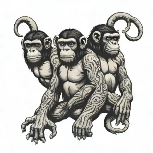  3 apes see hear speak  tattoo design idea