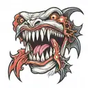 vampire teeth and tongue  tattoo design idea