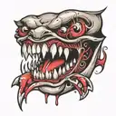 vampire teeth and tongue  tattoo design idea