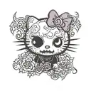 goth hello kitty tattoo design idea