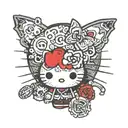 goth hello kitty tattoo design idea
