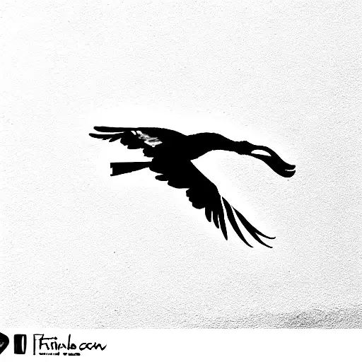 ave fenix volando sobre un mar hacia el sol,lleva en su pico una balanza . Abajo, flecha de brujula apuntando a montaña tattoo design idea