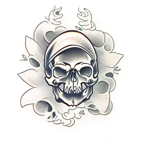 hand and dager skull tattoo design idea