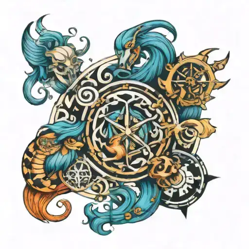 sleve revolving around the sign, gemini, aquarius, cancer and mostly pisces  tattoo design idea