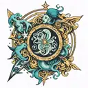 sleve revolving around the sign, gemini, aquarius, cancer and mostly pisces  tattoo design idea