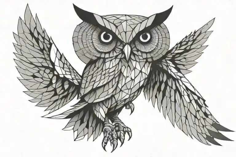 owl with wings spread tattoo design idea