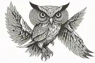 owl with wings spread tattoo design idea