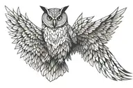owl with wings spread tattoo design idea