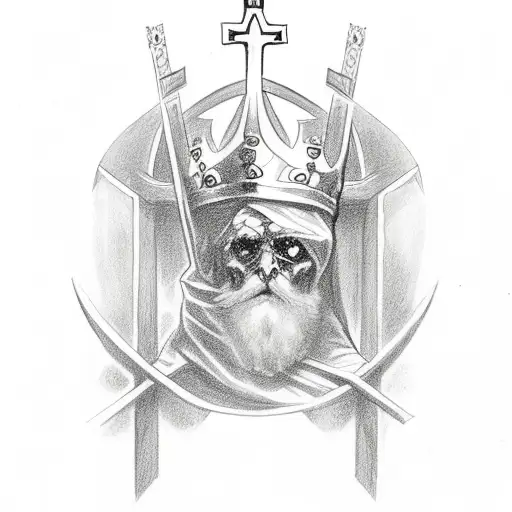 Christian Cross bloody crown father king family love tattoo design idea