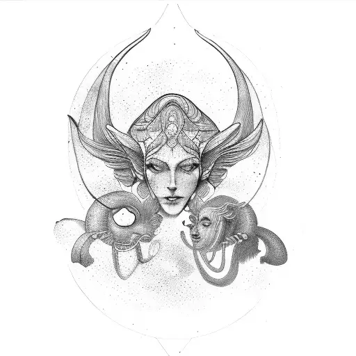 Gemini next to aries tattoo design idea