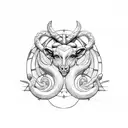 Ancient Greek Gemini and Aries tattoo design idea