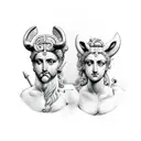 Ancient Greek Gemini and Aries tattoo design idea