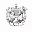 Ancient Greek Gemini and Aries tattoo design idea